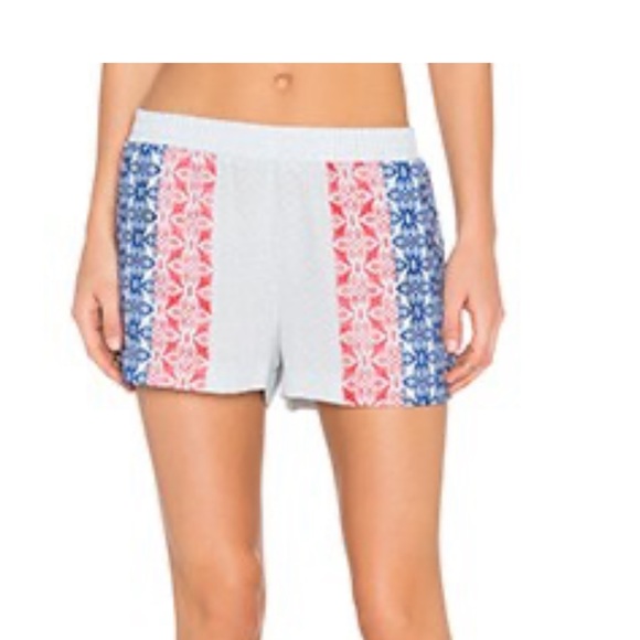 BCBG MaxAzria Ella Printed Boxing Short in Cobalt Blue Multi. Women’s Medium - Picture 1 of 6